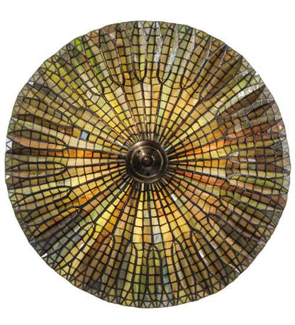 Tiffany Lotus Leaf 3 Light 24" Wide Semi-Flush Bowl Ceiling Fixture