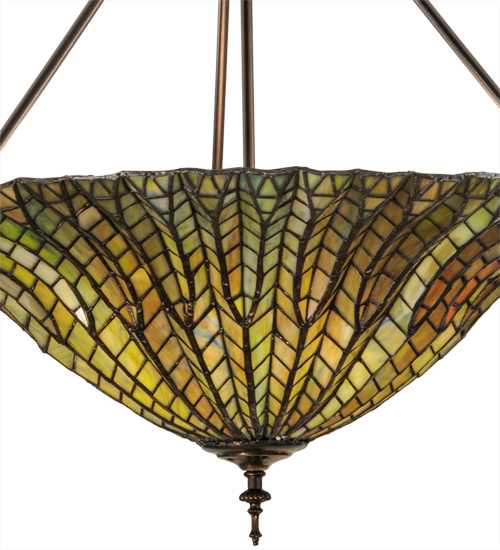 Tiffany Lotus Leaf 3 Light 24" Wide Semi-Flush Bowl Ceiling Fixture