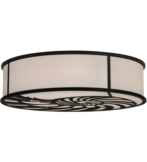Nautilus 10 Light 60" Wide Flush Mount Drum Ceiling Fixture - Textured Black Finish