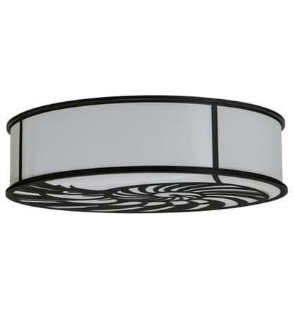 Nautilus 10 Light 60" Wide Flush Mount Drum Ceiling Fixture - Textured Black Finish