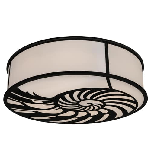 Nautilus 10 Light 60" Wide Flush Mount Drum Ceiling Fixture - Textured Black Finish