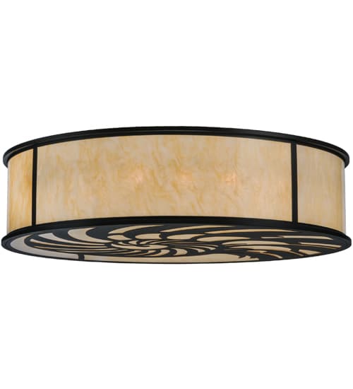 Nautilus 10 Light 60" Wide Flush Mount Drum Ceiling Fixture - Blackwash Finish