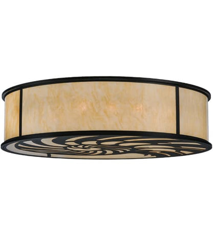 Nautilus 10 Light 60" Wide Flush Mount Drum Ceiling Fixture - Blackwash Finish