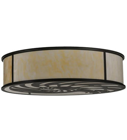 Nautilus 10 Light 60" Wide Flush Mount Drum Ceiling Fixture - Blackwash Finish