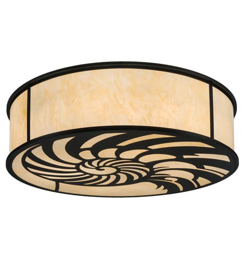 Nautilus 10 Light 60" Wide Flush Mount Drum Ceiling Fixture - Blackwash Finish