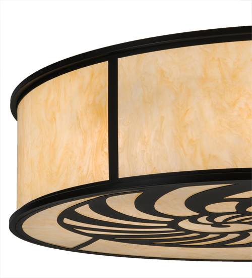 Nautilus 10 Light 60" Wide Flush Mount Drum Ceiling Fixture - Blackwash Finish
