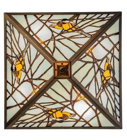 Backyard Friends 4 Light 30" Wide Semi-Flush Ceiling Fixture with Azure Glass Shade - Antique Copper Finish