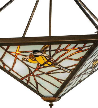 Backyard Friends 4 Light 30" Wide Semi-Flush Ceiling Fixture with Azure Glass Shade - Antique Copper Finish