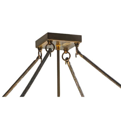 Backyard Friends 4 Light 30" Wide Semi-Flush Ceiling Fixture with Azure Glass Shade - Antique Copper Finish