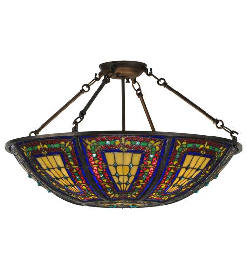 Fleur-de-lis 4 Light 24" Wide Semi-Flush Bowl Ceiling Fixture