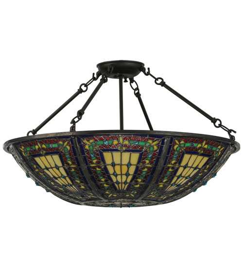 Fleur-de-lis 4 Light 24" Wide Semi-Flush Bowl Ceiling Fixture