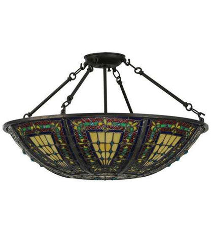 Fleur-de-lis 4 Light 24" Wide Semi-Flush Bowl Ceiling Fixture