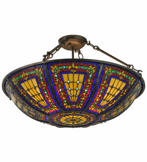 Fleur-de-lis 4 Light 24" Wide Semi-Flush Bowl Ceiling Fixture