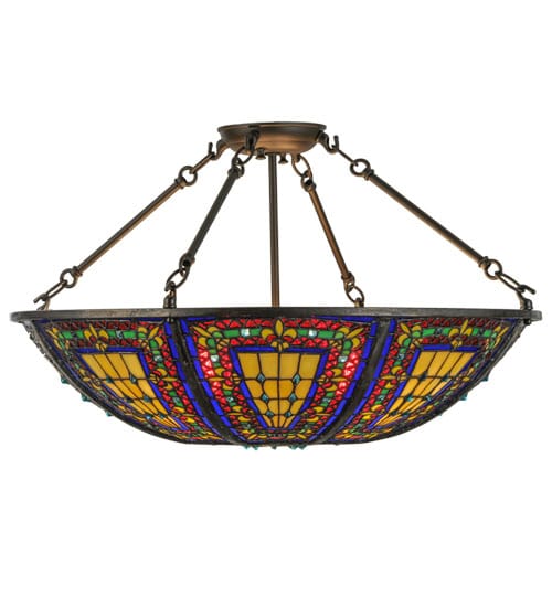 Fleur-de-lis 4 Light 24" Wide Semi-Flush Bowl Ceiling Fixture