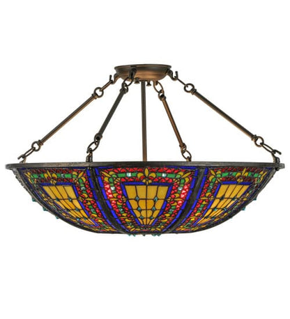 Fleur-de-lis 4 Light 24" Wide Semi-Flush Bowl Ceiling Fixture