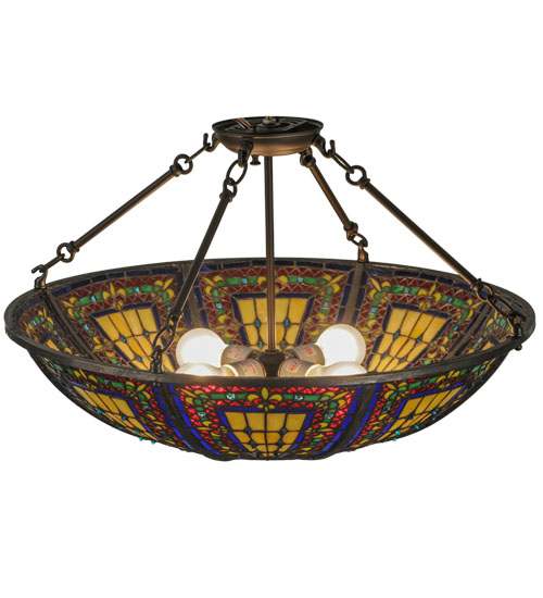 Fleur-de-lis 4 Light 24" Wide Semi-Flush Bowl Ceiling Fixture