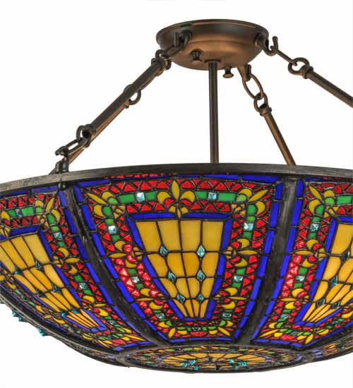 Fleur-de-lis 4 Light 24" Wide Semi-Flush Bowl Ceiling Fixture