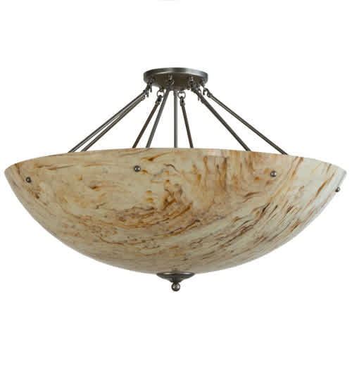 Madison 8 Light 36" Wide Semi-Flush Bowl Ceiling Fixture - Nickel Finish