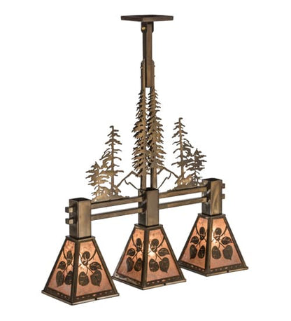 Aspen Leaf 3 Light 8" Wide Linear Pendant