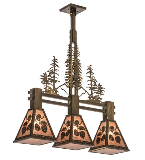 Aspen Leaf 3 Light 8" Wide Linear Pendant