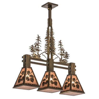 Meyda Tiffany Aspen Leaf 3 Light 30" Wide Linear Pendant