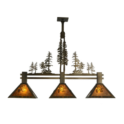 Meyda Tiffany Tall Pines 3 Light 45" Wide Linear Pendant