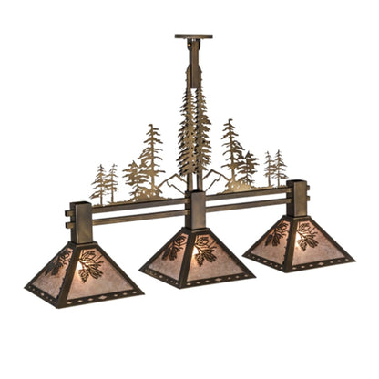 Meyda Tiffany Tall Pines 3 Light 45" Wide Linear Pendant
