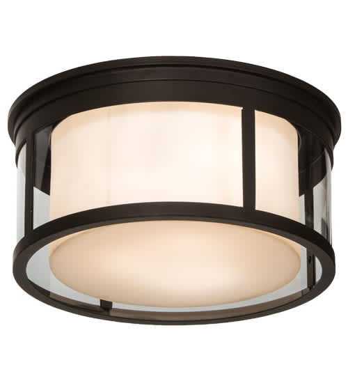 Cilindro Campbell 3 Light 19" Wide Flush Mount Drum Ceiling Fixture - Oil Rubbed Bronze Finish