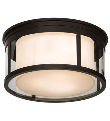 Cilindro Campbell 3 Light 19" Wide Flush Mount Drum Ceiling Fixture - Oil Rubbed Bronze Finish