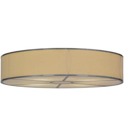 Cilindro 8 Light 48" Wide Flush Mount Drum Ceiling Fixture with Natural Beige Shade - Nickel Finish