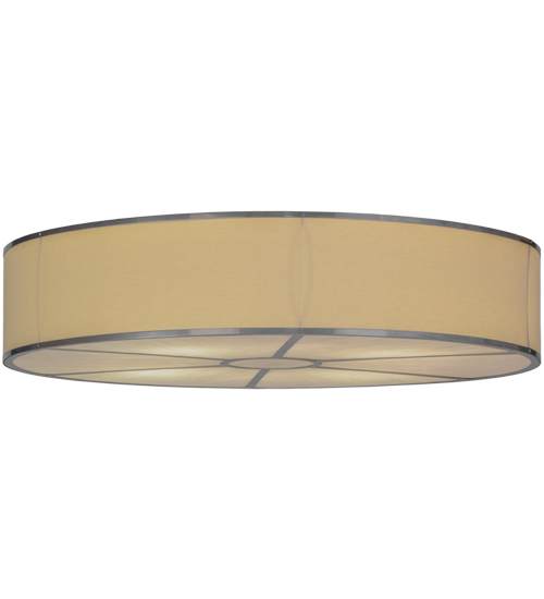 Cilindro 8 Light 48" Wide Flush Mount Drum Ceiling Fixture with Natural Beige Shade - Nickel Finish