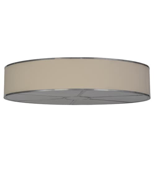 Cilindro 8 Light 48" Wide Flush Mount Drum Ceiling Fixture with Natural Beige Shade - Nickel Finish