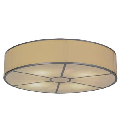 Cilindro 8 Light 48" Wide Flush Mount Drum Ceiling Fixture with Natural Beige Shade - Nickel Finish