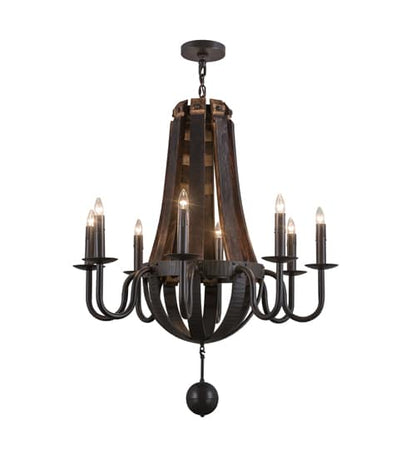 Barrel Stave 8 Light 36" Wide Taper Candle Style Chandelier