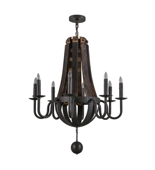 Barrel Stave 8 Light 36" Wide Taper Candle Style Chandelier