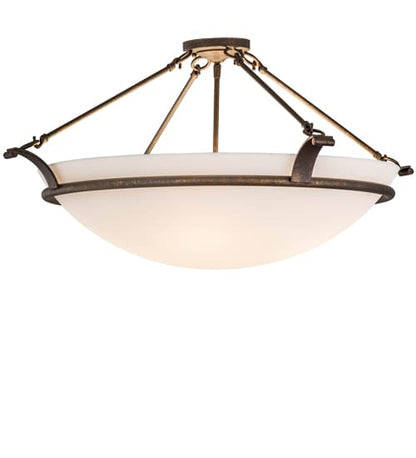 Almeria 4 Light 32" Wide Semi-Flush Bowl Ceiling Fixture with Statuario Idalight Shade - Gilded Tobacco Finish