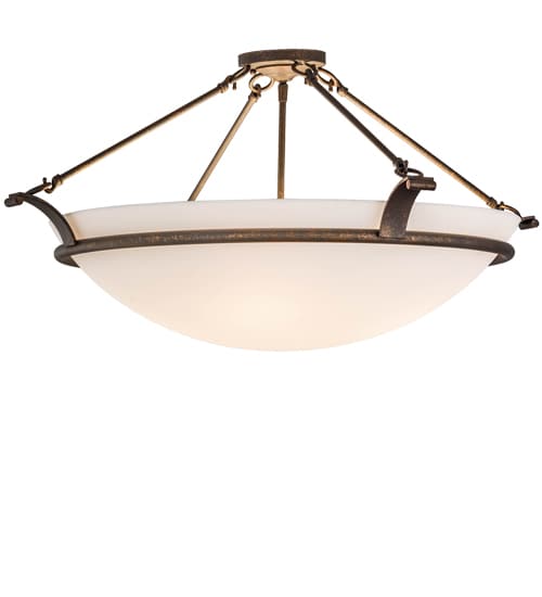 Almeria 4 Light 32" Wide Semi-Flush Bowl Ceiling Fixture with Statuario Idalight Shade - Gilded Tobacco Finish