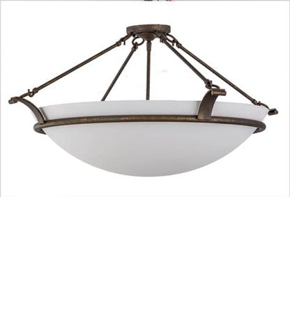 Almeria 4 Light 32" Wide Semi-Flush Bowl Ceiling Fixture with Statuario Idalight Shade - Gilded Tobacco Finish