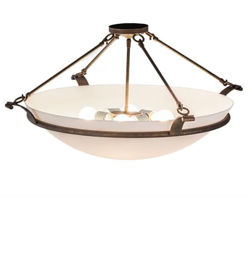 Almeria 4 Light 32" Wide Semi-Flush Bowl Ceiling Fixture with Statuario Idalight Shade - Gilded Tobacco Finish