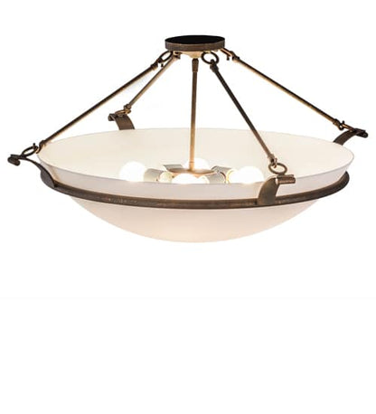 Almeria 4 Light 32" Wide Semi-Flush Bowl Ceiling Fixture with Statuario Idalight Shade - Gilded Tobacco Finish