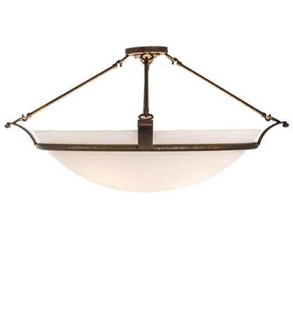 Almeria 4 Light 32" Wide Semi-Flush Bowl Ceiling Fixture with Statuario Idalight Shade - Gilded Tobacco Finish