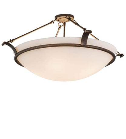 Almeria 4 Light 32" Wide Semi-Flush Bowl Ceiling Fixture with Statuario Idalight Shade - Gilded Tobacco Finish