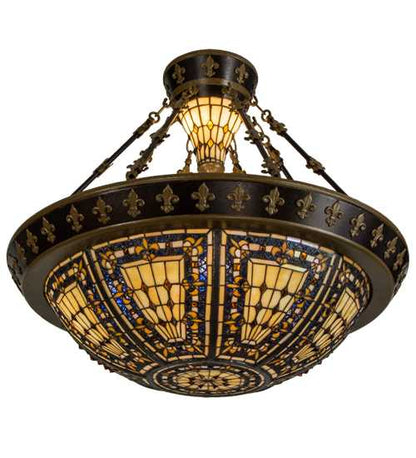 Fleur-de-lis 4 Light 29" Wide Semi-Flush Bowl Ceiling Fixture