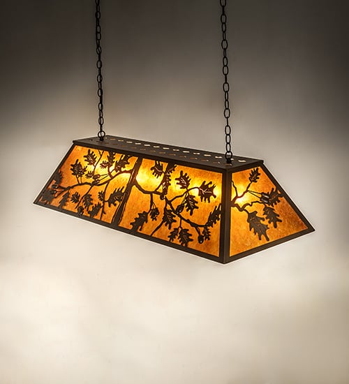 Oak Leaf and Acorn 9 Light 17" Wide Linear Pendant