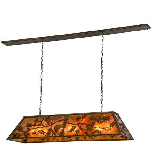 Oak Leaf and Acorn 9 Light 17" Wide Linear Pendant