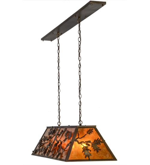Oak Leaf and Acorn 9 Light 17" Wide Linear Pendant