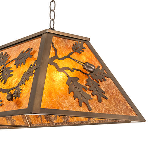Oak Leaf and Acorn 9 Light 17" Wide Linear Pendant