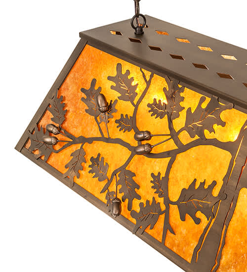 Oak Leaf and Acorn 9 Light 17" Wide Linear Pendant