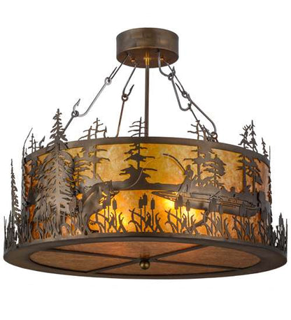 Bass and Fisherman 4 Light 26" Wide Semi-Flush Drum Ceiling Fixture