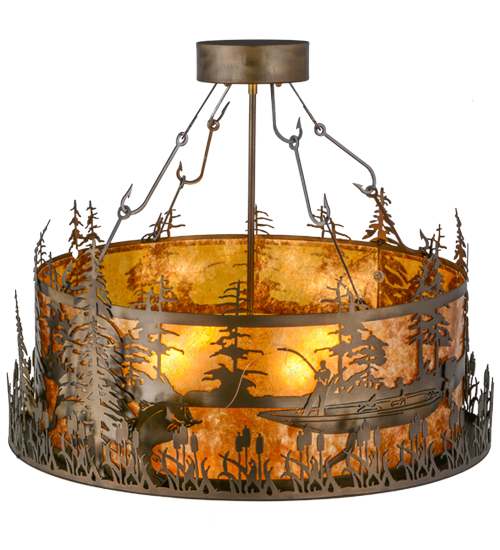 Bass and Fisherman 4 Light 26" Wide Semi-Flush Drum Ceiling Fixture